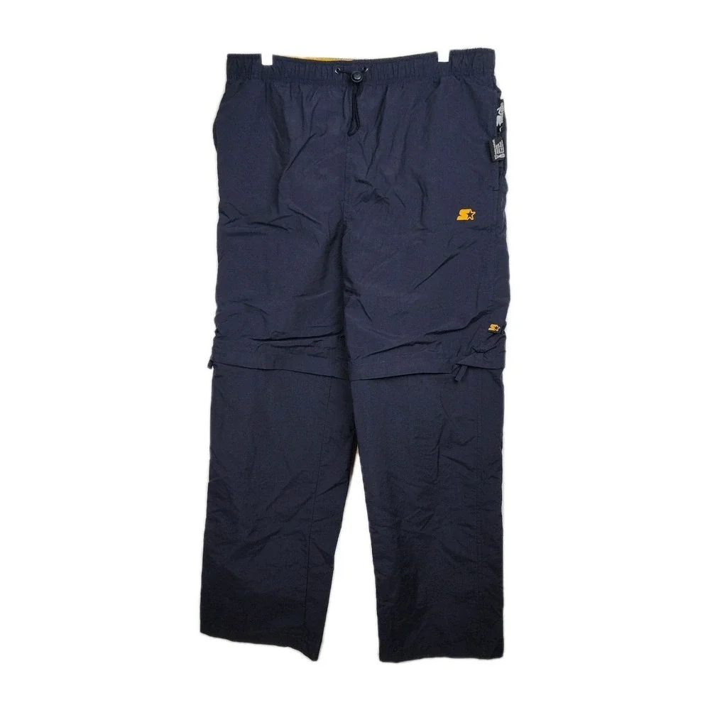 Starter Zip-Away Athletic Pants Men's S Blue/Yellow Reversible Shorts